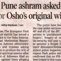 Pune Ashram asked for Osho’s Original Will